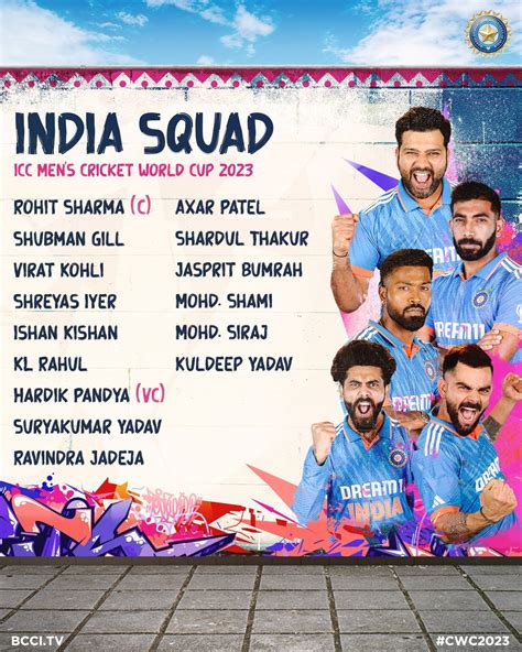 world cup 2023 india squad announcement